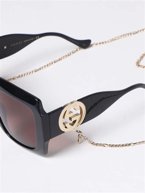 occhiali da sole gucci donna con catena|GUCCI GG1022S Colore lenti Marrone Colore della montatura Nero.